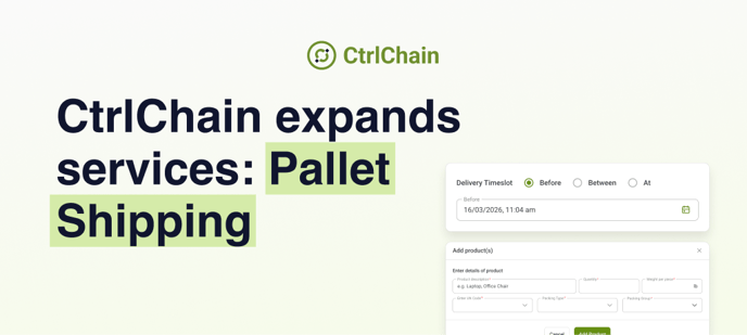 CtrlChain expands services: Pallet Shipping