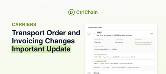 New Transport Order Structure and Invoicing Changes